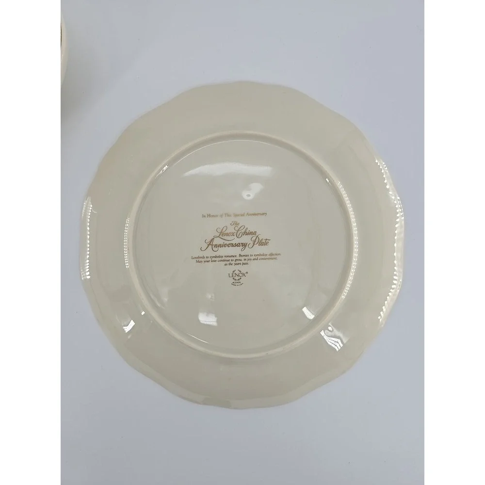 2 LENOX Sleek Creamy W/Gold Trim Pitchers In Bowl +Floral Bird Anniversary Plate
